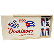 Load image into Gallery viewer, Cuban Flag Double Nines Dominoes Set Wood Box ,Set of 55 Double Nine (in Box)
