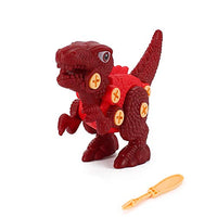 Binory Take Apart Dinosaur Toys DIY Building Dinos Blocks Puzzles with Screwdrivers Disassemble Animal Model Educational STEM Construction Kit for Kids Dinosaur Party Gifts Favors Supplies,Red