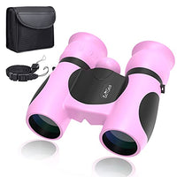 Boysea Real Binoculars for Kids, 8x21 High-Resolution Compact Binocular with Neck Strap, Toy for Sports and Outdoor Play, Spy Gear, Bird Watching, Adventure, Gifts for 3-12 Years Boys Girls (Pink)