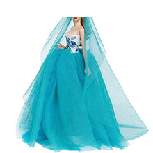 Load image into Gallery viewer, BJDBUS Blue Clothes Trailing Wedding Dress with Veil for 11.5 inch Girl Doll
