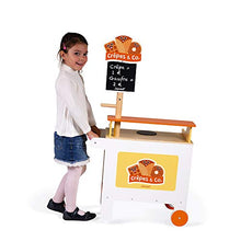 Load image into Gallery viewer, Janod Crepes &amp; Co Waffle Wooden Food Vendor Cart Stand Playset Toy with 40 Accessories for Imagination Play for Ages 3+ (J06587)
