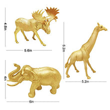 Load image into Gallery viewer, BOLZRA Metallic Gold Safari Animals Figurines Toys 12Pcs, Jungle Animal Figures, Wild Plastic Animals with Giraffe Lion Elephant for Baby Shower Decor, Wild Themed Birthday Wedding Party Favors
