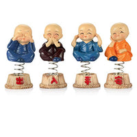 MINGYUE Car Ornaments 4Pcs/Set Resin Bobble Heads Doll Figure Decoration Tomy Monks Maitreya Buddha Figure Gift Desk Bobbleheads