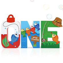 Load image into Gallery viewer, Gone Fishing Large One Letter Sign First Birthday The Big One Decoration Ideas O-Fishally One Party Cake Smash Mache Photo Prop Supplies

