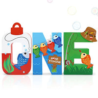 Gone Fishing Large One Letter Sign First Birthday The Big One Decoration Ideas O-Fishally One Party Cake Smash Mache Photo Prop Supplies