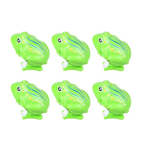 TOYANDONA 6Pcs Wind Up Frog Toy Plastic Clockwork Spring Frog Parent-Child Interaction Educational Jump Frog Animal Party Favor for Kids Baby Toddlers (Green)