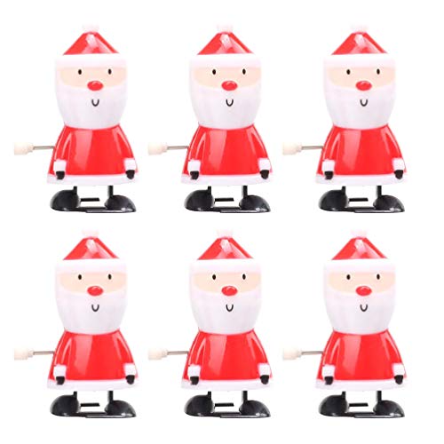 Amosfun 6 Pcs Christmas Wind Up Toys Santa Claus Walking Toys Kids Xmas Holiday Party Favors