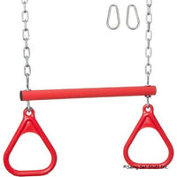 Swing Set Stuff Trapeze Bar with Rings and Uncoated Chain Playground Equipment, Red