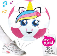 Load image into Gallery viewer, Move2Play Talkin&#39; Sports, Hilariously Interactive Unicorn Soccer Ball with Music and Sound FX, Birthday Gift for 1, 2, 3, 4+ Year Old Girls
