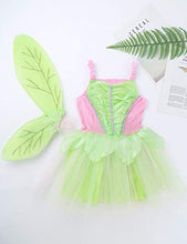 Load image into Gallery viewer, Aislor Kids Girls Halloween Fairy Princess Costumes Mesh Tutu Dress Glittery Wings Set Roleplay Party Tea Green 8-10
