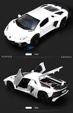 Load image into Gallery viewer, Catovie White Lamborghini Aventador Toy Pull Back Vehicles Diecast Car Model with Light &amp; Sound
