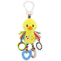 D-KINGCHY Baby Car Toys Stroller Plush Toy Animal Stuffed Hanging Rattle Toys Newborn Crib Bed Around Toy with Teether Rattle Sound for 0-3 Years Old (Duck)