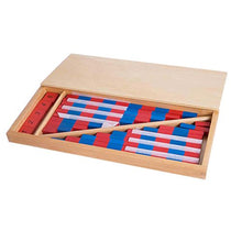 Load image into Gallery viewer, New Sky Enterprises Montessori Mathematics Material - Small Numerical Rods with Number Tiles Blue Red Color W/ Wooden Box for Preschool Kids Early Development Toy

