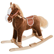Load image into Gallery viewer, Qaba Kids Plush Toy Rocking Horse Ride on with Realistic Sounds - Brown
