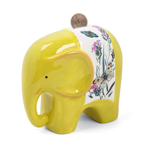ZNZN Piggy Bank Ceramic Piggy Bank Elephant Coin Bank Cute Storage Tank Children's Birthday Gift Home Decoration (Can Hold 500 Coins) Money Banks (Color : Yellow)