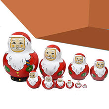 Load image into Gallery viewer, NUOBESTY Wooden Russian Nesting Santa Dolls Handmade Matryoshka Dolls Stacking Doll Set Gift for Christmas 10 Pcs

