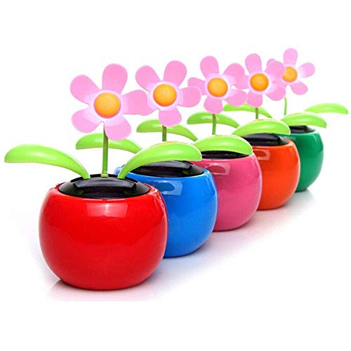 MISAZ 5 Pieces Car Ornament, Solar Powered Dancing Swinging Animated Portable Flower Toy Cute Decoration for Car Desk Home Office Ornament