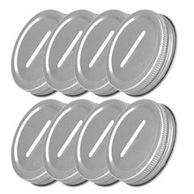 Load image into Gallery viewer, Freebily 8pcs Coin Slot Bank Lid Inserts Polished Rust Resistant Stainless Steel Metal Mason Jar Canning Jars Lids Silver One Size
