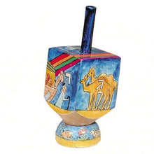 Load image into Gallery viewer, Noah&#39;s Ark and Rainbow Hand Painted Small Wooden Dreidel and matching Stand by Yair Emanuel
