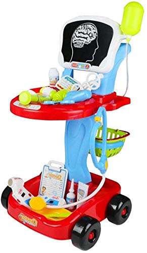 Fajiabao Doctor Cart for Toddlers Medical Kit Pretend Playset Doctors Set Double-Decker Trolley with Stethoscope Syringe Accessories Birthday Gift Role Playing Educational Indoor Games for Kids 3 4 5