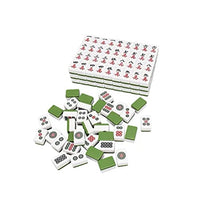 Mahjong, Mini Travel Mah Jong, 144 Tiles Chinese Traditional Mahjong Games with Storage Bag, Portable Size and Light-Weight Tile Games (Color : Green)