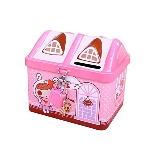Isabelvictoria House Modeling Cute Iron Piggy Bank Bank Money Saving Box Children Kids Coin Deposit Box Best Birthday Gift