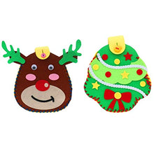 Load image into Gallery viewer, NUOBESTY 2PCS Christmas DIY Kids Sewing Kit Made Felt Candy Bags Kit Gift Bags Nonwoven Patchwork Embroidery Sewing Crafting Project
