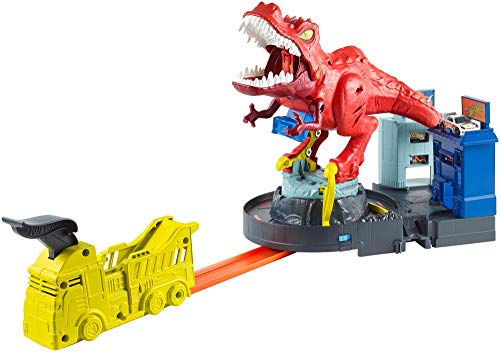 Hot Wheels T-Rex Rampage Track Set , Works City Sets, Toys for Boys Ages 5 to 10