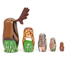Load image into Gallery viewer, Heaven2017 5Pcs Traditional Russian Stacking Hand Painted Wooden Nesting Dolls Animal Matryoshka for Kids Gift Home Office Decoration-1#
