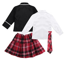 Load image into Gallery viewer, JEEYJOO Girls Anime Cosplay Costume School Uniform Outfits Long Sleeve Jacket Shirt Tie Skirt Set Black 4-5
