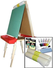 Load image into Gallery viewer, &quot;Beka Adjustable Double-Sided Easel-and-Supplies Combo #2, Marker Board and Chalkboard Surfaces, Top Paper Holder, Red Trays&quot;
