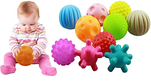 ROHSCE 10 Pack Sensory Balls for Babies Kids, 6 to 12 Months Baby Toy Ball Toddlers and Infant Small Massage Soft Textured Multi Ball Set