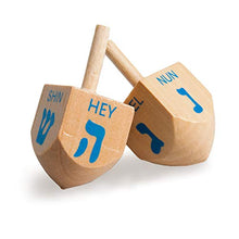 Load image into Gallery viewer, Spin The Dreidel, 30 Pack - Natural Wood Hanukkah Holiday Spinning Tops in Bulk - Classic Traditional Toys, Novelty Party Favor Gifts, &amp; Games for Kids - English Translation &amp; Instructions Included
