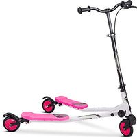 Scooter for Kids, 3 Wheels Foldable Swing Scooter Push Drifting Wiggle Scooter with Adjustable Handle (Pink)