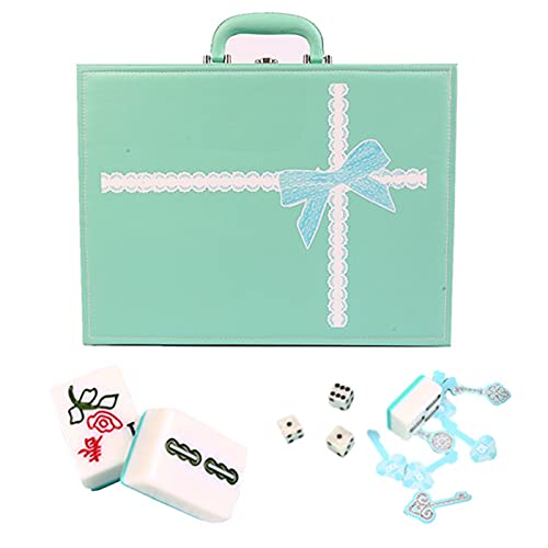 DBGA Portable Vintage Mahjong Rare Chinese 144 Tiles Mah-Jong Set Toy for Travel Family Game-Based Game Originating in China, Complete Accessories, Easy to Carry