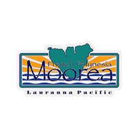 Moorea Island Vinyl Sticker, Lauranna Pacific, Permanent Adhesive Sticker of Moorea Island and The Polynesian Flag (Transparent, 6