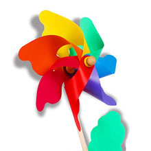 Load image into Gallery viewer, NUOBESTY 5pcs Kids Pinwheels Colorful Windmills with Sticks Outdoor Garden Wind Spinner Toys Party Toys Set for Children Boys Girls 18cm
