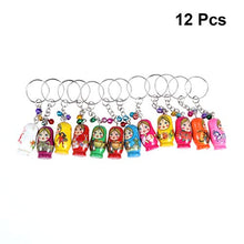 Load image into Gallery viewer, NUOBESTY Nesting Dolls Key Chains Wood Matryoshka Russian Dolls Key Rings Charms for Christmas New Year Gifts 12PCS
