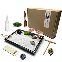 Load image into Gallery viewer, Aovoa Zen Garden for Desk, Japanese Zen Garden Kit with Sand Stamp Sphere and Essential Accessories, Mini Zen Sandbox Office Decor Kit for Relaxation, Meditation Gift
