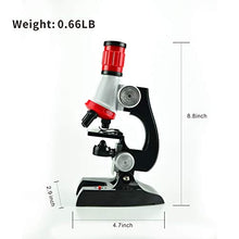 Load image into Gallery viewer, Science Kits for Kids Beginner Microscope with LED 100X 400X and 1200X-Include Sample Prepared Slides 12pc- Educational Toy Birthday
