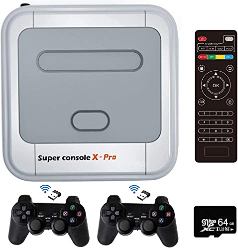 Super Console X Pro,Retro Classic Video Game Consoles,Built in 33,000+ Games,48+ Emulators for 4K TV HD/AV Output,with Dual Wireless 2.4G Controllers ,Support WiFi/LAN,Up to 5 Players
