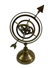 Load image into Gallery viewer, Brass Antique Finish Armillary Globe with Arrow Nautical Astrolabe Sphere Decor
