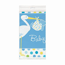 Load image into Gallery viewer, Blue Stork Baby Shower Plastic Tablecloth, 84&quot; x 54&quot;
