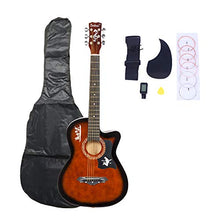 Load image into Gallery viewer, Knocbel 38 Inches Basswood Beginner Acoustic Guitar Starter Kit with Storage Case, LCD Tuner, Strap, Strings, Picks &amp; Pickguard
