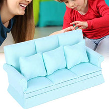 Load image into Gallery viewer, Bicaquu Doll House Sofa, 1:12 Doll House Mini Sofa with 3pcs Pillow Living Room Furniture Wooden Doll House Decoration Accessories(04)
