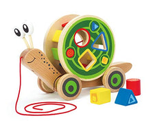 Load image into Gallery viewer, Award Winning Hape Walk-A-Long Snail Toddler Wooden Pull Toy
