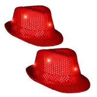 blinkee 2 Pack LED Flashing Fedora Hat with Red Sequins