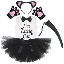 Load image into Gallery viewer, Petitebella I&#39;m Little Cat Shirt Headband Tutu 6pc Girl Costume 1-8y (Black [ Pink Ear ], 4-5year)
