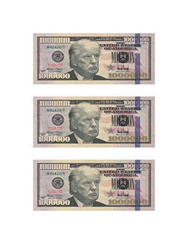 Custom Toys & Hobbies One Million Dollar Trump Bills Play Money Fake X10 NOT Legal Size 2.25x5.25in.