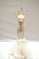 White Sequin Strapless Mermaid Dress Mannequin Jewelry Doll